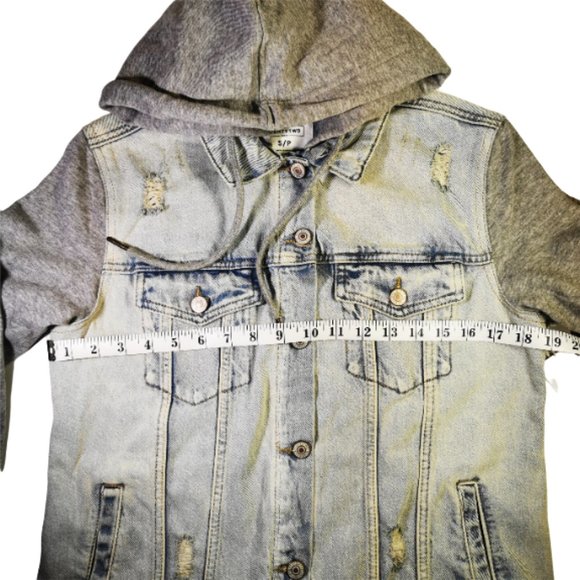 Ardene Eighty Two Denim Hooded Jacket, Gray, Small - Picture 7 of 9